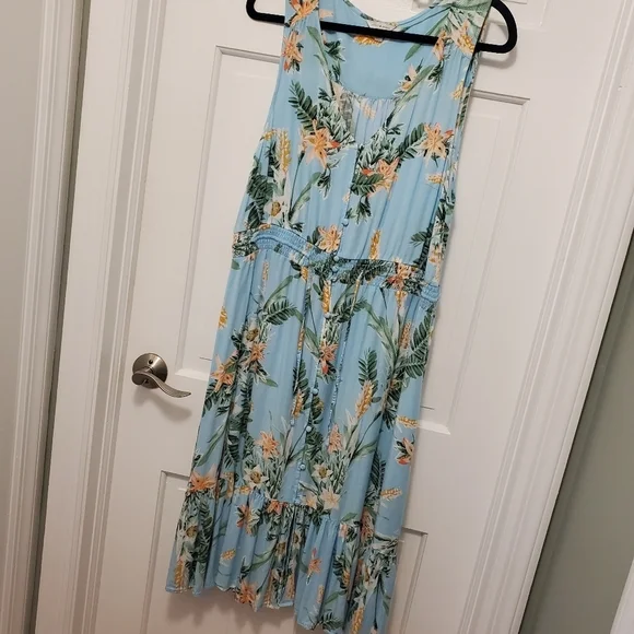 Lucky Brand Tropical Print Felice Sleeveless Midi Dress Size XL - Picture 6 of 9
